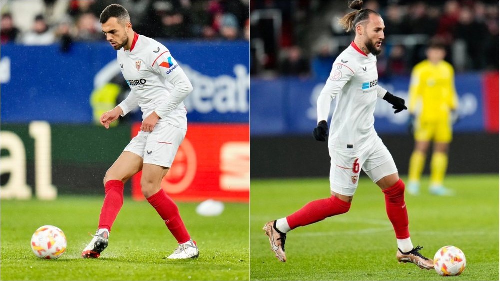 Joan Jordán y Nemanja Gudelj, en el CA Osasuna-Sevilla FC. Foto: @SevillaFC