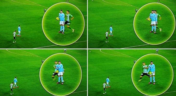 Las imágenes de la acción que provocó la expulsión de Luiz Felipe durante el Betis-Celta.- Captura Movistar LaLiga