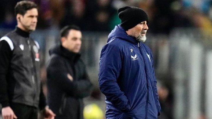 El entrenador del Sevilla FC, Jorge Sampaoli, en la banda del Camp Nou. Foto: SFC Media