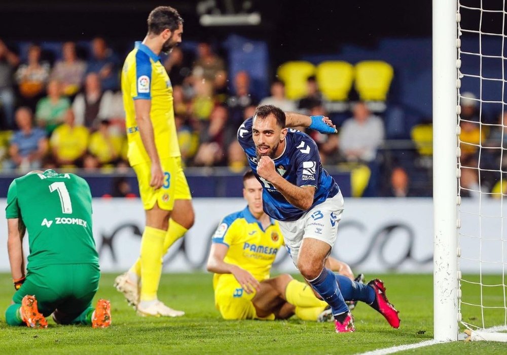 Borja Iglesias celebra el gol anotado este domingo en Villarreal.- Twitter Borja Iglesias