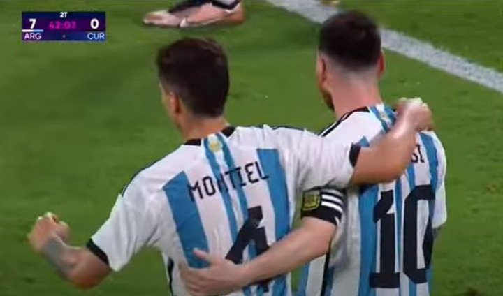 Partido completo para Acuña y Montiel, que marcó el 7-0 definitivo en el Argentina-Curazao