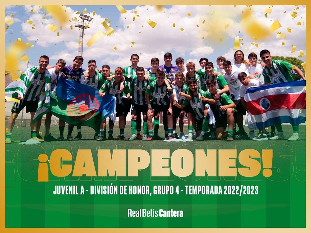 El Real Betis Juvenil se ha proclamado campeón del Grupo 4 de División de Honor. -Twitter: @RTVBetis
