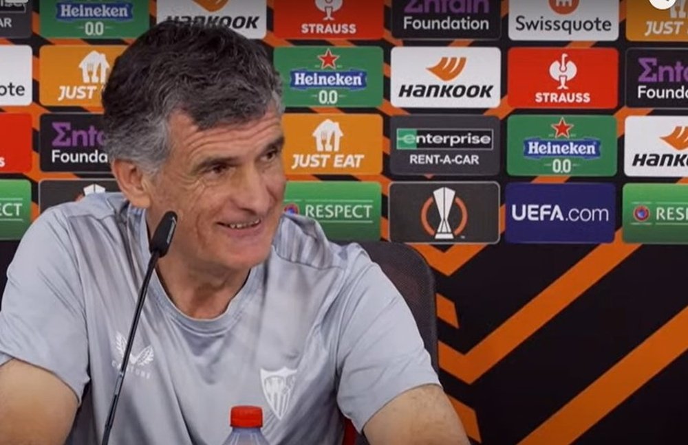 El entrenador del Sevilla FC, José Luis Mendilibar, en el Open Media Day celebrado con motivo de la final UEFA Europa League ante la Roma. Foto: SFC Media