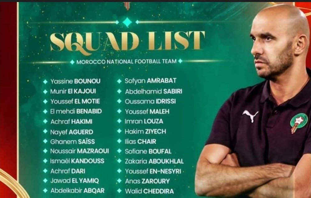 El seleccionador de Marruecos, Walid Regragui, sigue contando con dos de los héroes del Mundial, los jugadores del Sevilla FC Yassine Bono y Youssef En-Nesyri. Foto: @EnMaroc