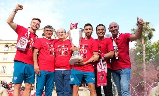 El Sevilla FC ha celebrado la consecución de la séptima Europa League. Foto: SFC Media