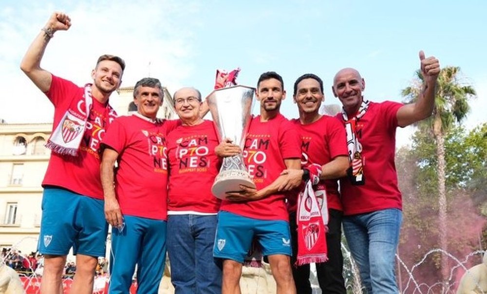 El Sevilla FC ha celebrado la consecución de la séptima Europa League. Foto: SFC Media