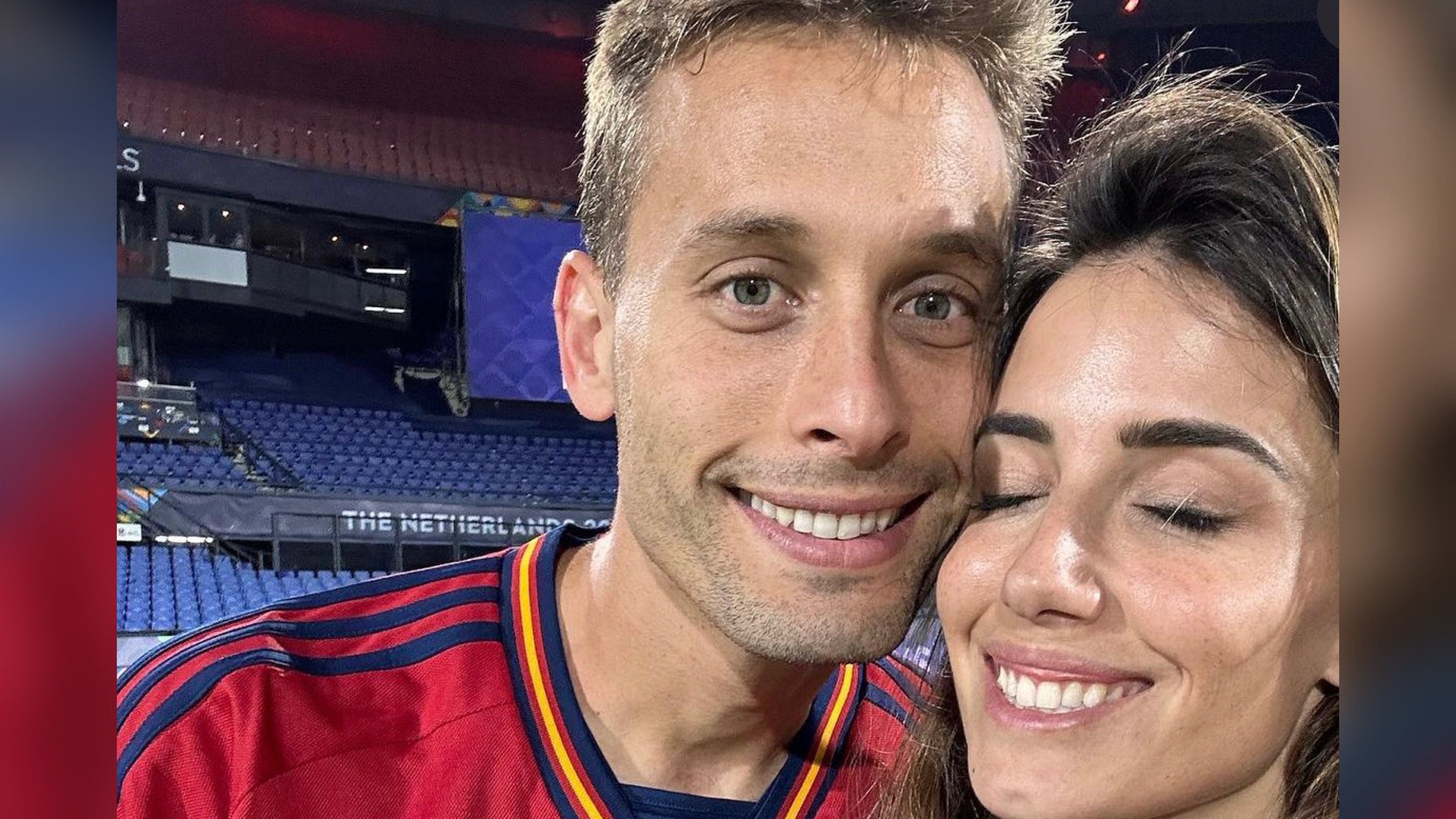 Canales, junto a Cristina Llorens, su pareja, después de ser campeón de la Nations League. IG Cris Llorens
