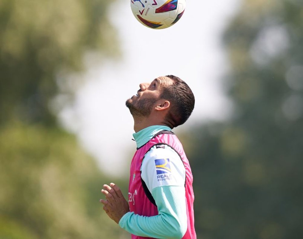 Juanmi, durante un entrenamjento de esta pretemporada.- RBB