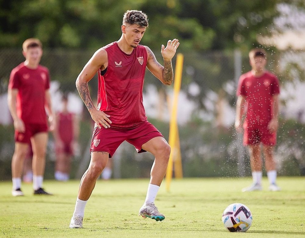 Diego Talaverón durante la pretemporada del Sevilla Atlético. Foto: SFC Media