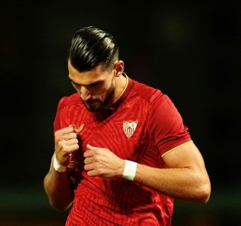 Rafa Mir celebrando su gol ante el Atlético de Madrid en pretemporada Foto: Sevilla FC