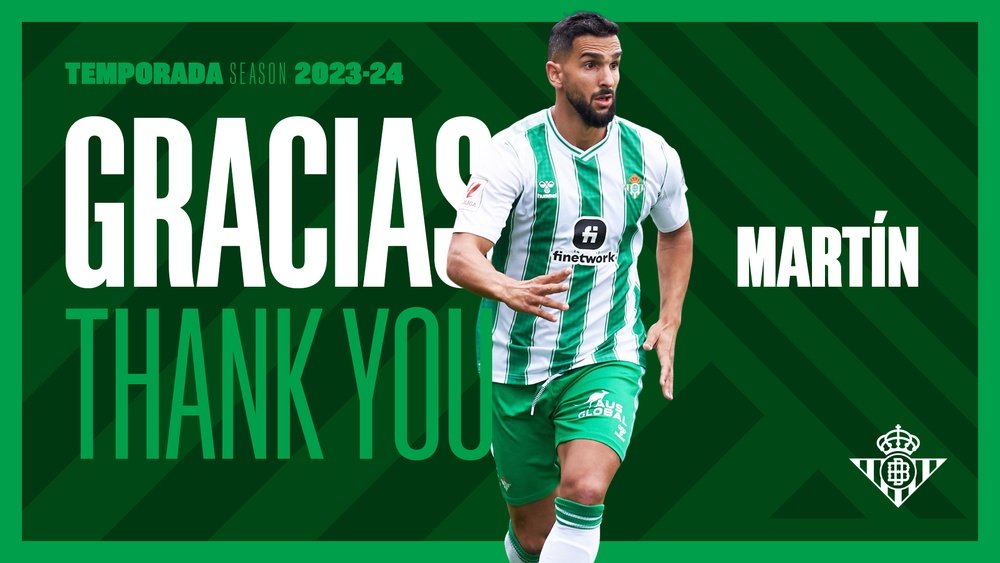 Martín Montoya se desvincula del Real Betis. RBB