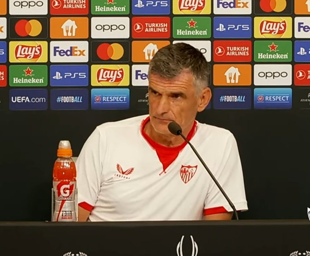 José Luis Mendilibar, en la rueda de prensa previa a la final de la Supercopa de Europa.