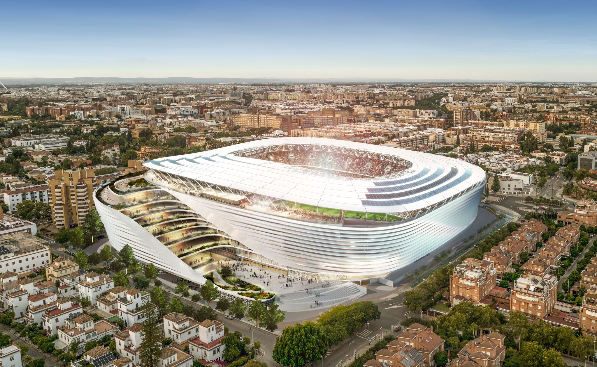 Maqueta del nuevo Estadio Benito Villamarín, que empezará a construirse el próximo verano.- RBB