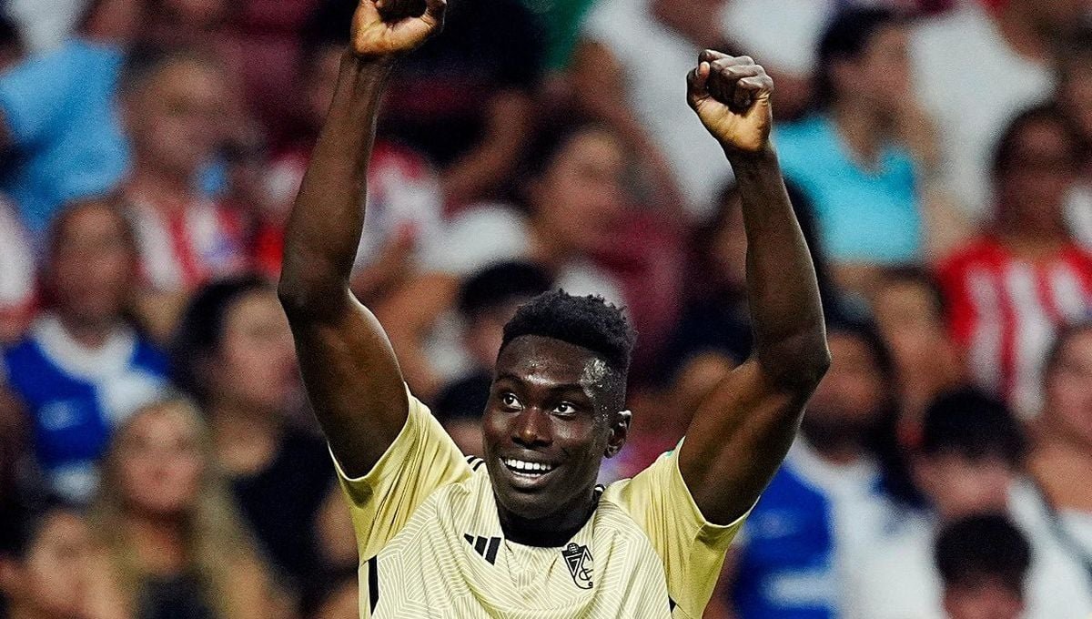 Samu Omorodion celebrando su gol al Atlético de Madrid    Foto: Granada CF