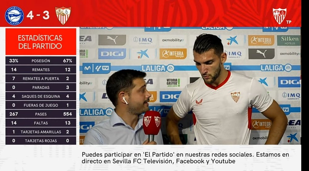 Rafa Mir, al término del Alavés-Sevilla FC. Foto: SFC Media