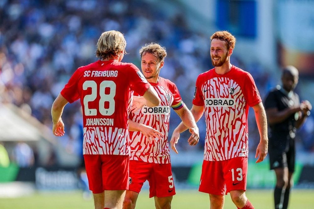 Ryan Johansson celebra su primer gol con la camiseta del Friburgo II. Foto: Instagram del jugador