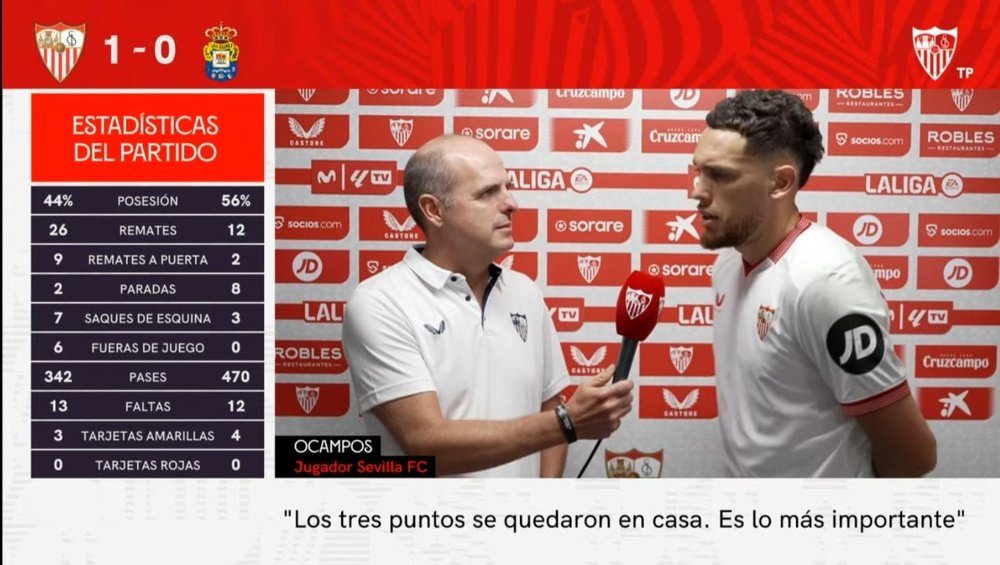 Ocampos tras la victoria frente a la UD Las Palmas