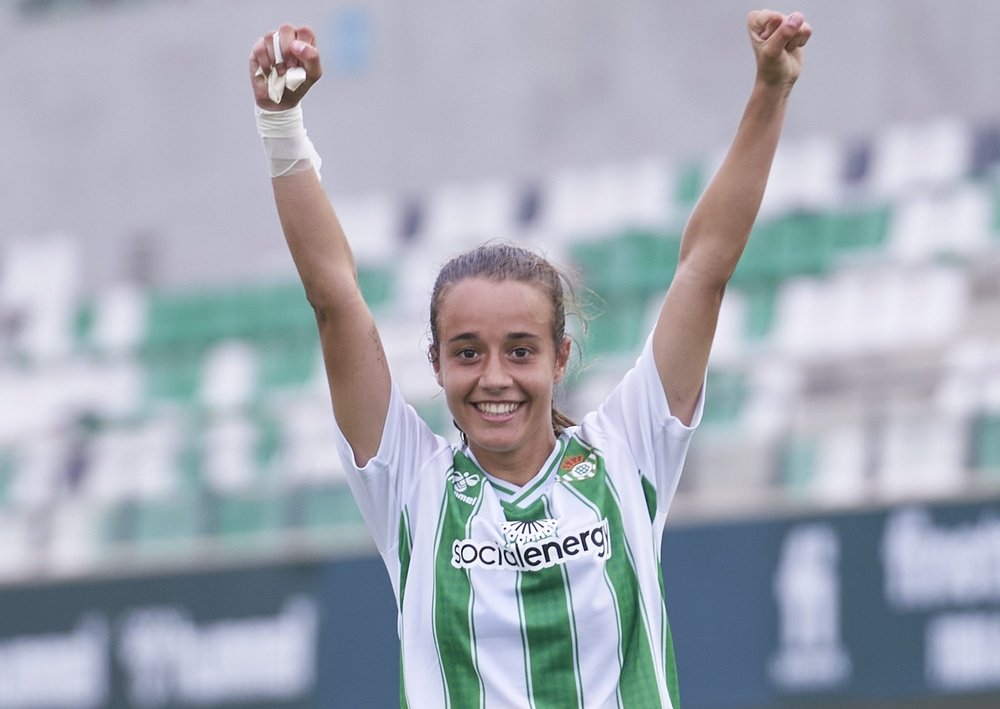 Rosa Márquez celebra el triunfo del Real Betis Féminas este pasado fin de semana.- RBB