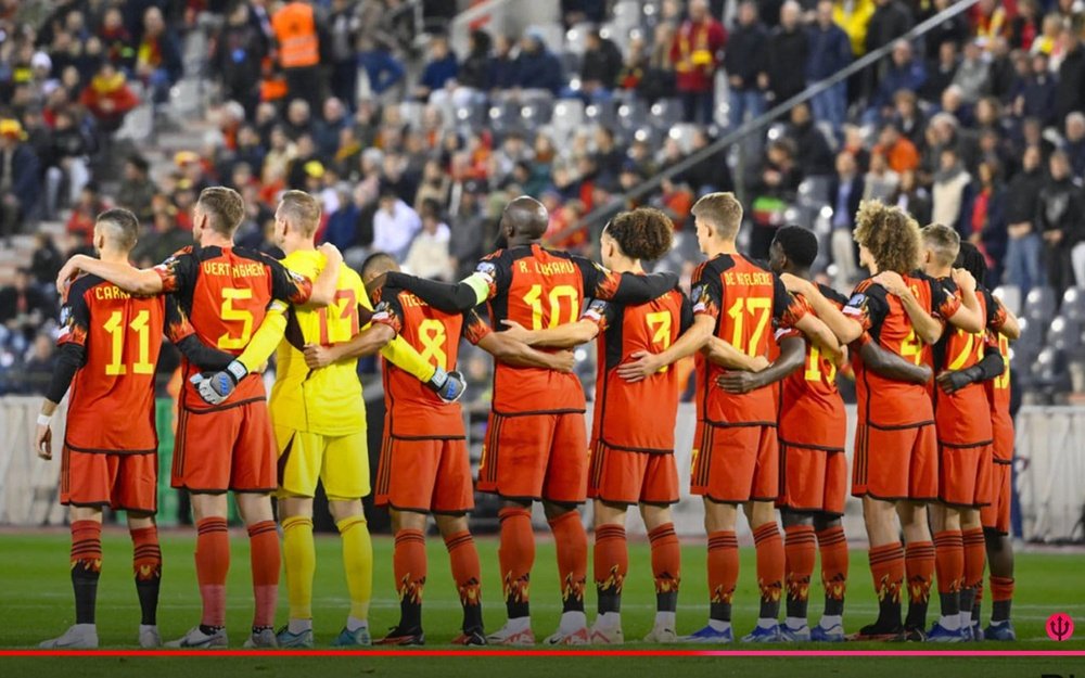 Jugadores belgas abrazados antes de un partido  Foto: Selección belga