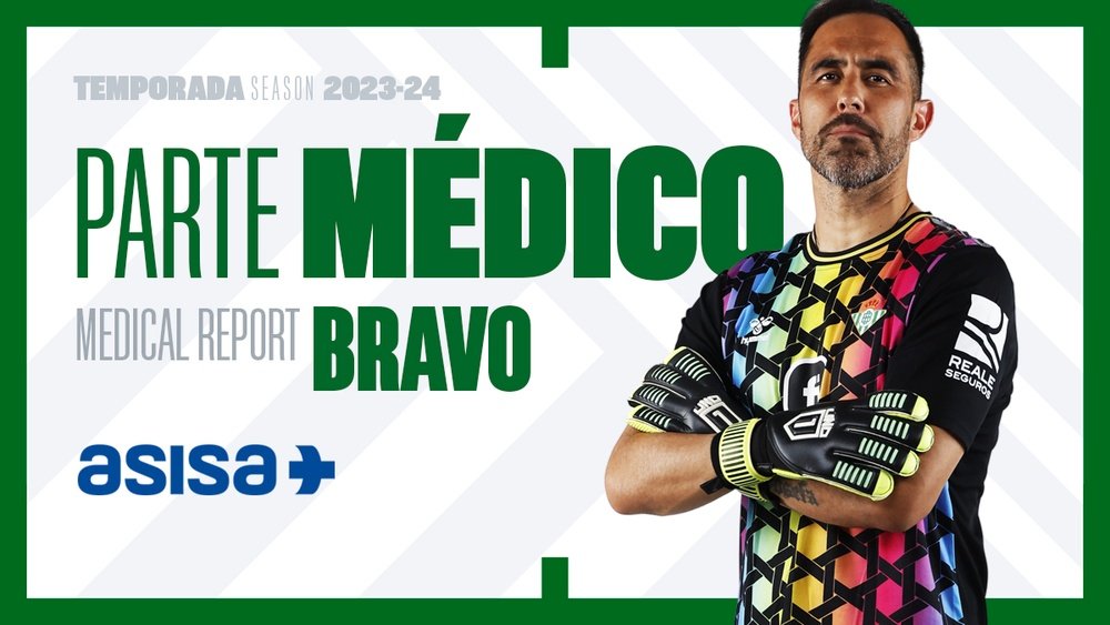 Claudio Bravo deberá estar entre tres y cuatro semanas de baja por la lesión sufrida.-