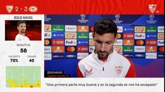 Jesús Navas en las declaraciones tras la eliminación del Sevilla FC de la Champions League