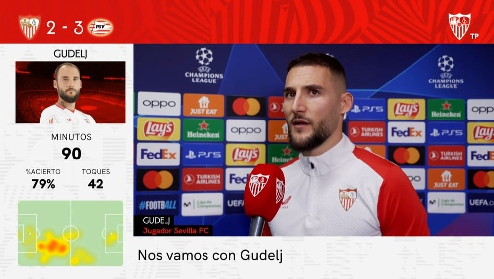 Gudelj en las declaraciones tras la eliminación del Sevilla FC en la Champions League