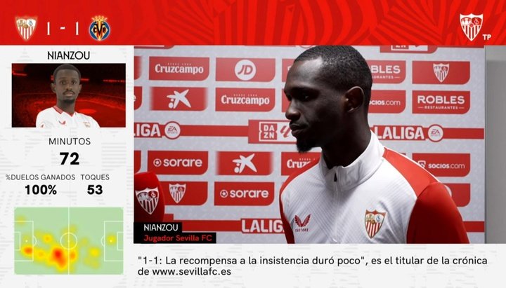 Nianzou en las declaraciones posteriores al empate frente al Villarreal