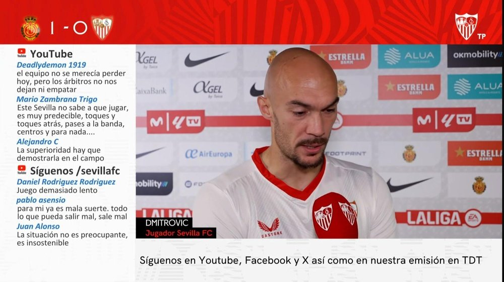 Dmitrovic en las declaraciones posteriores a la derrota del Sevilla FC en Mallorca