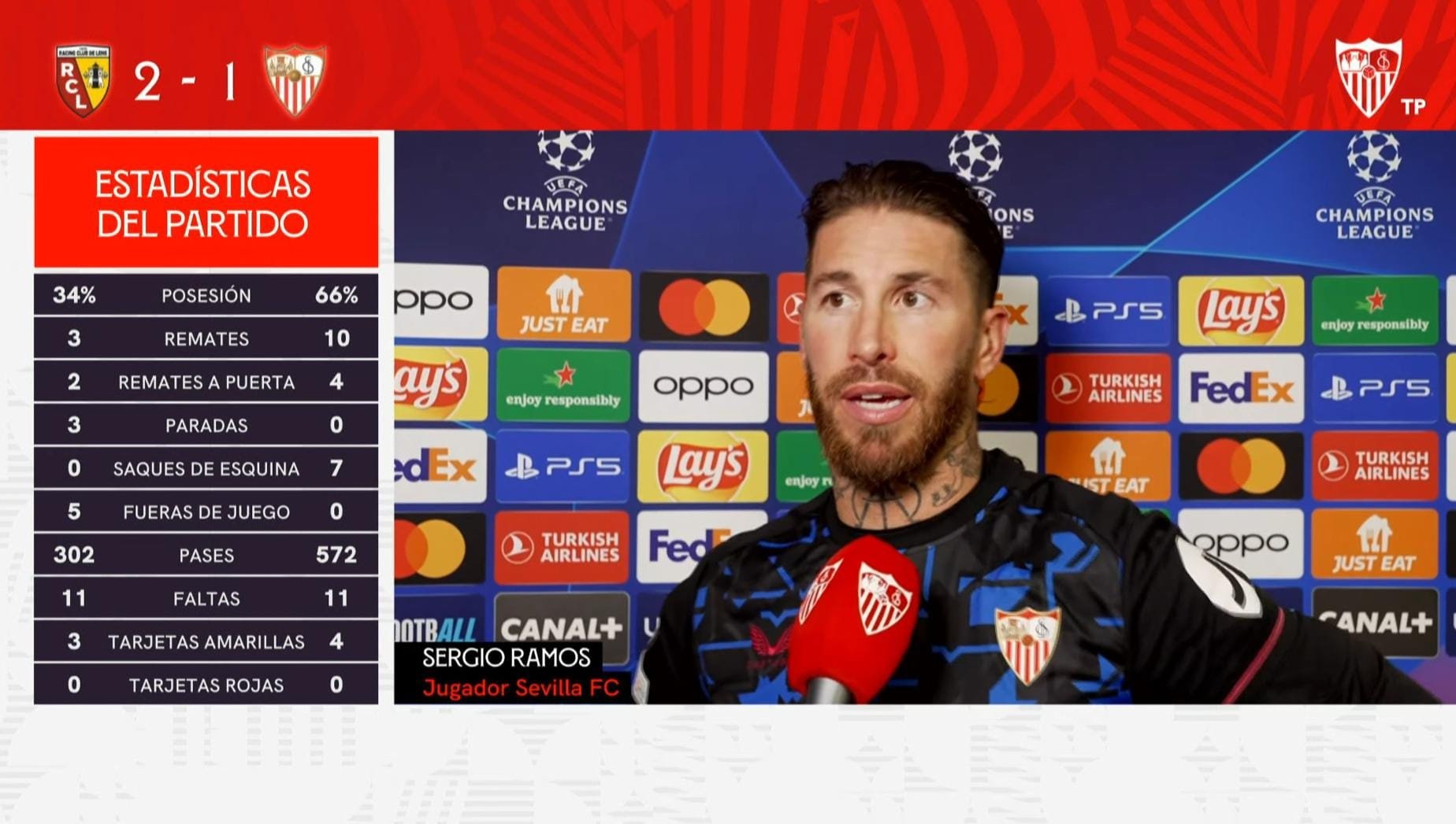 Sergio Ramos en las declaraciones posteriores a la eliminación del Sevilla FC de Europa