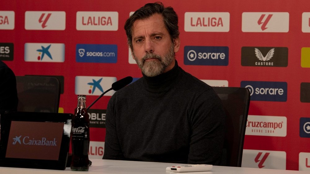 Quique Sánchez Flores en la rueda de prensa previa a la visita del Sevilla FC al Cívitas Metropolitano. Foto: Mario Míjenz