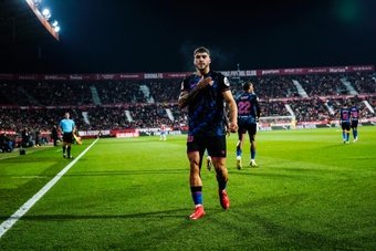 Isaac Romero celebra su gol ante el Girona en Montilivi. Foto: SFC Media