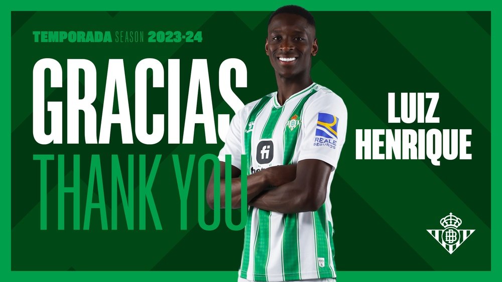 El Betis oficializa la salida de Luiz Henrique a través de su cuenta de X