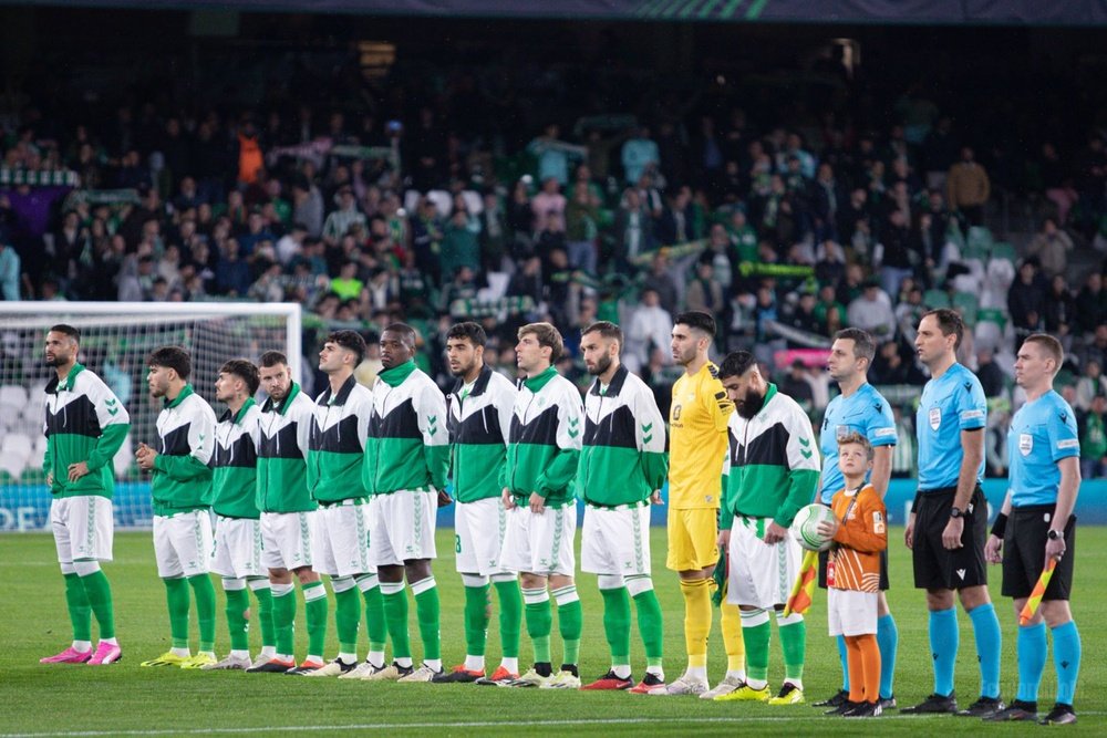 El once inicial del Real Betis ante el Dinamo de Zagreb de este jueves.- RBB