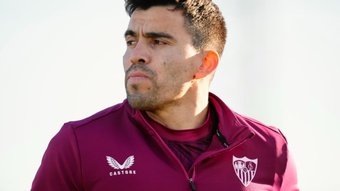 Marcos Acuña en un entrenamiento con el Sevilla FC.-SFC