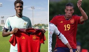 Assane y Yanis, con la camiseta de la selección española
