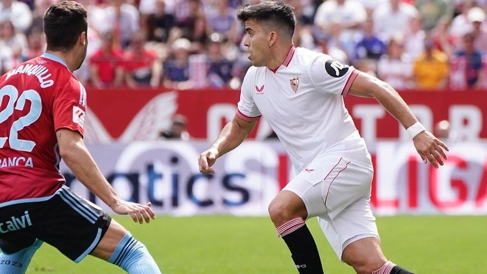 Marcos Acuña en el partido ante el Celta de Vigo.-SFC