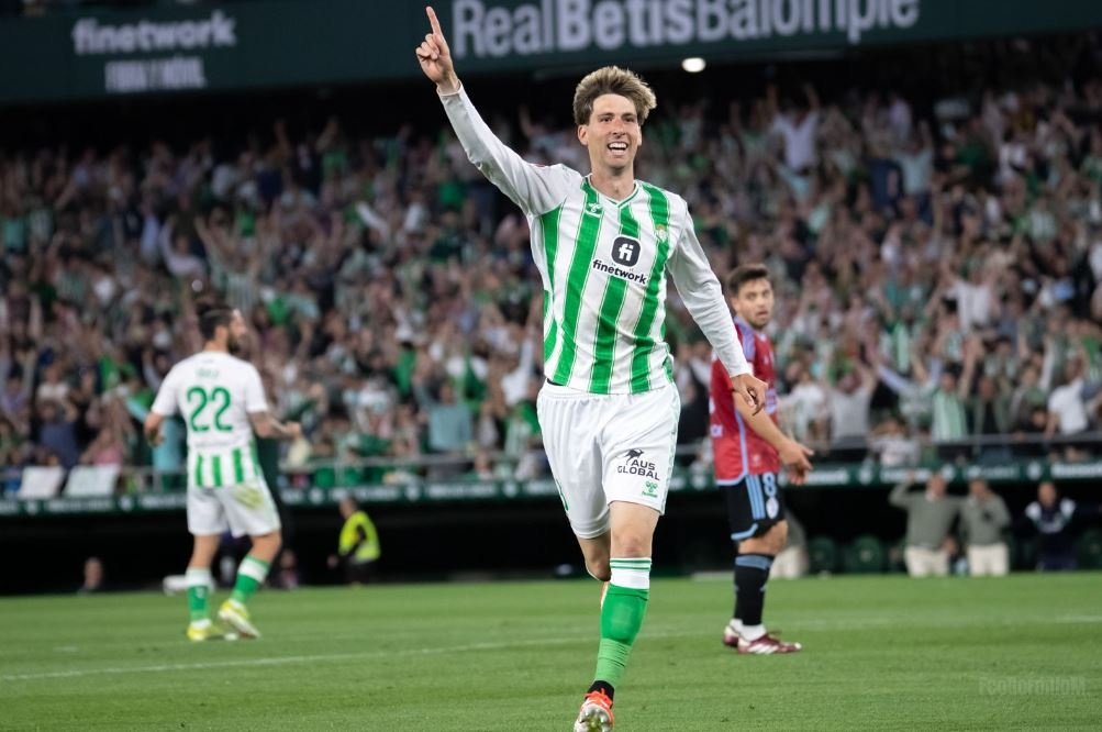 Juan Miranda celebra el gol anotado ante el Celta el pasado mes de abril.- Francisco Gordillo