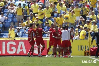 Jugadores del Sevilla FC celebrando el gol de En-Nesyri frente a la UD Las Palmas   Foto: LaLiga
