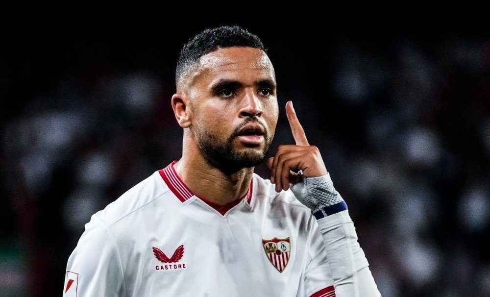 En-Nesyri en la celebración de su gol ante el Mallorca Foto: Sevilla FC