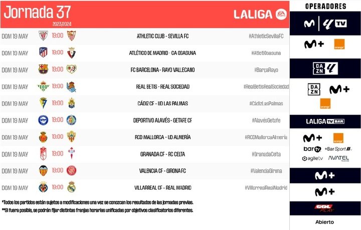El Sevilla ya conoce el horario para medirse al Athletic en la jornada 37