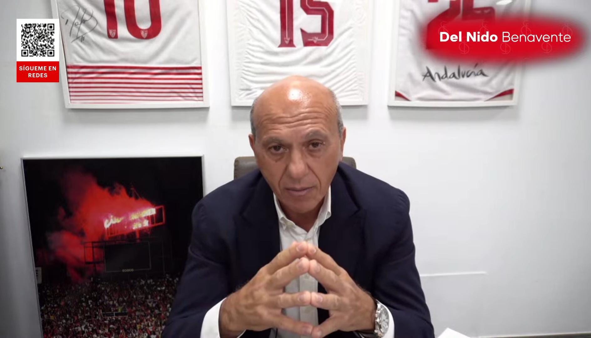 Del Nido Benavente durante su emisión en directo en sus redes sociales