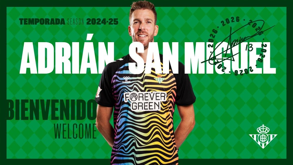 El fichaje de Adrián San Miguel por el Real Betis ya es oficial.- RBB