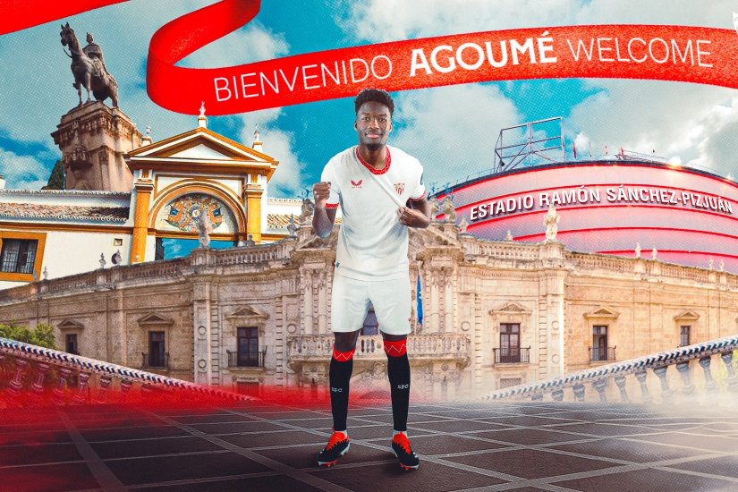 Imagen de presentación de Agoumé como jugador del Sevilla FC   Foto: Sevilla FC