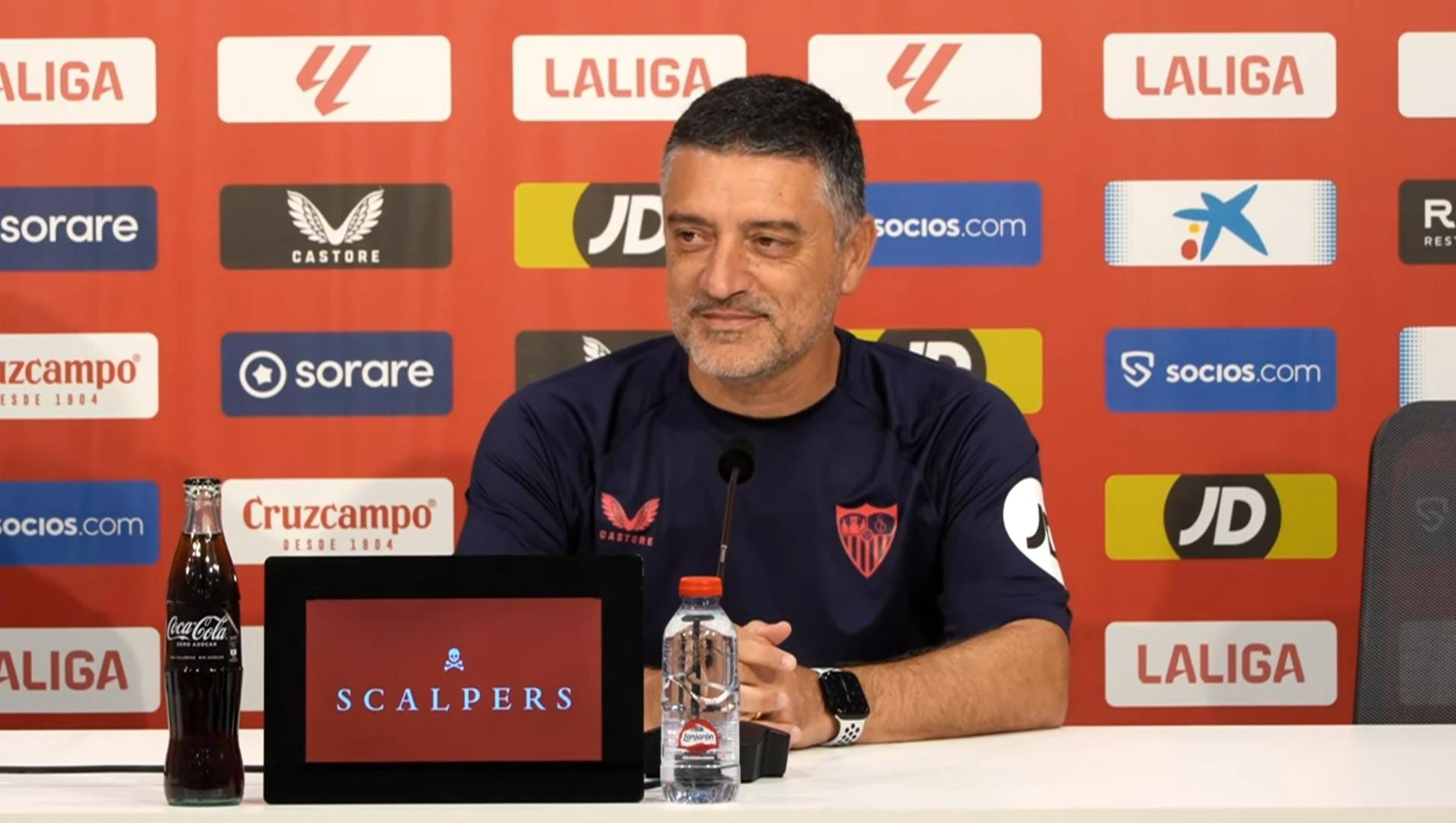 García Pimienta en la rueda de prensa previa al debut liguero del Sevilla FC ante la UD Las Palmas