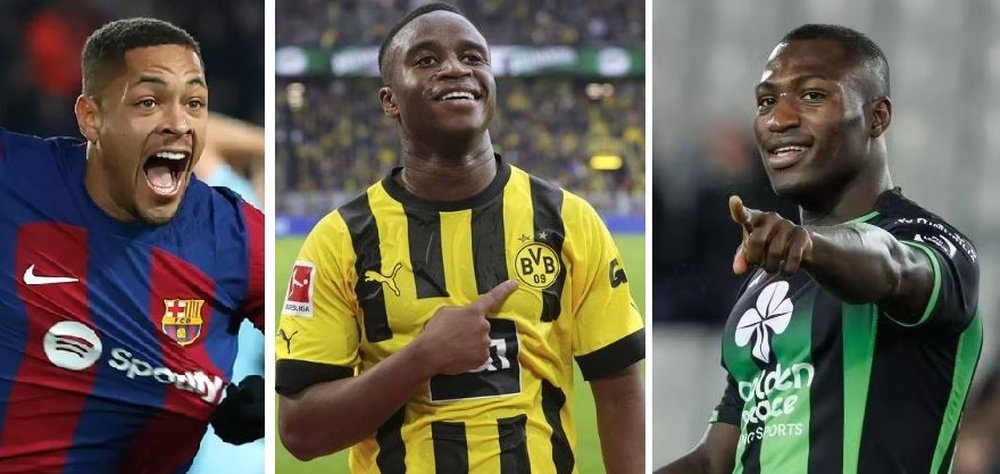 Vitor Roque, Youssoufa Moukoko y Kevin Denkey son tres candidatos para la delantera del Real Betis.-