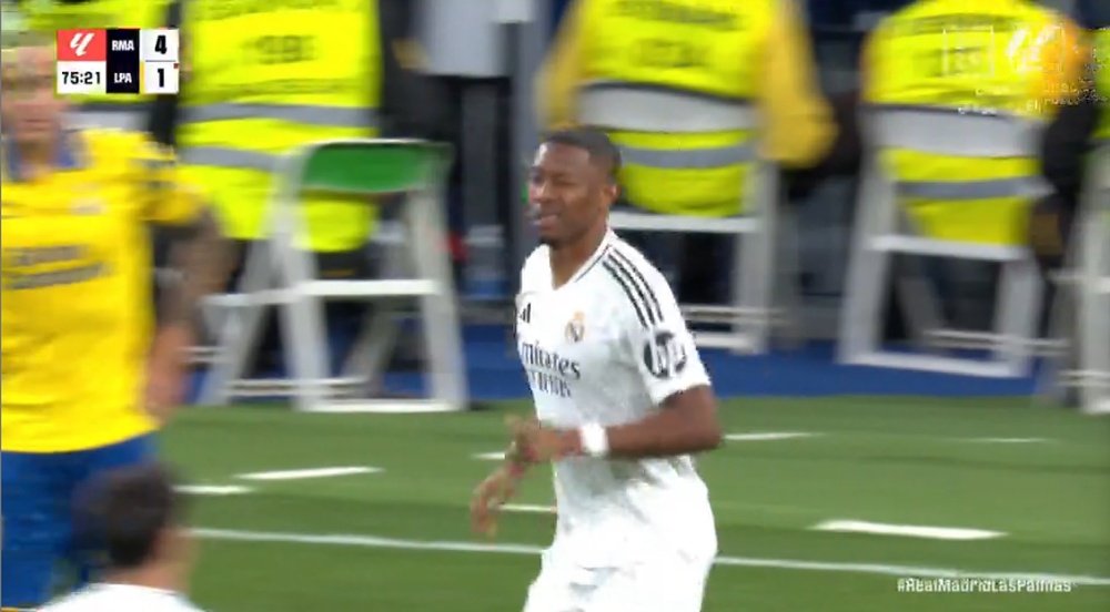 Alaba made his comeback from injury against Las Palmas. SCREENSHOT/DAZN