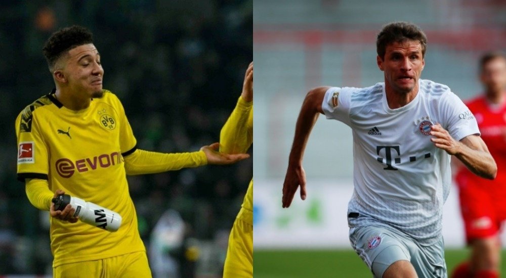 Jadon Sancho e Thomas Müller farão um duelo de assistentes. AFP