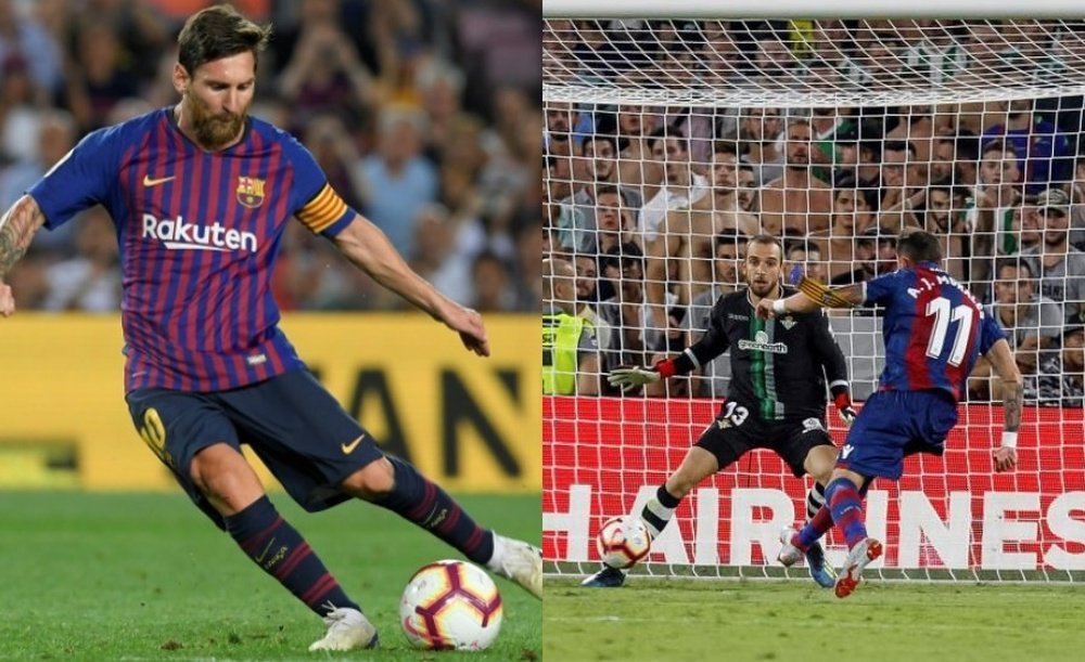 A la izquierda, Leo Messi; a la derecha, José Luis Morales. EFE/AFP