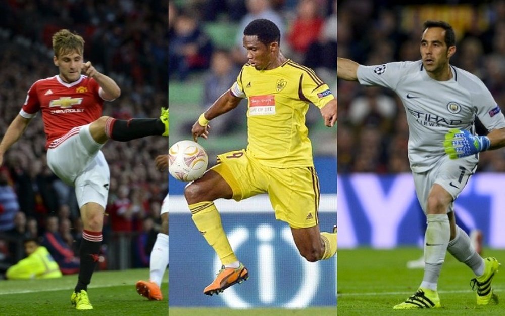 Montage de Luke Shaw, Samuel Eto'o et Claudio Bravo. BeSoccer