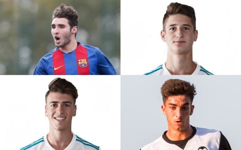 Abel Ruiz, del Barcelona, Ferrán Torres, del Valencia, y Miguel Baeza y Antonio Blanco, del Madrid.